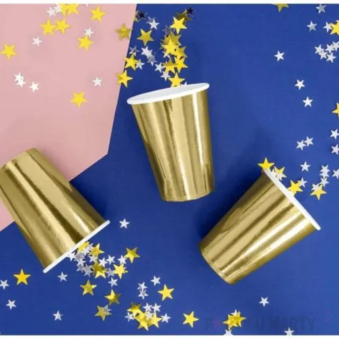 kubeczki papierowe metalic zloty partydeco 220 ml 6 szt