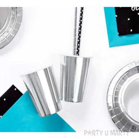 kubeczki papierowe metalik srebrny partydeco 220ml 6 sztuk