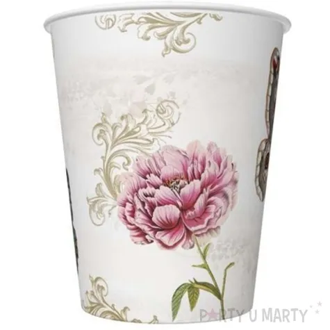 kubeczki papierowe motylki i kwiaty retro maki 250 ml 8 szt