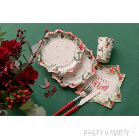 kubeczki papierowe ostrokrzew z czerwonymi owocami santex 270 ml 10 szt