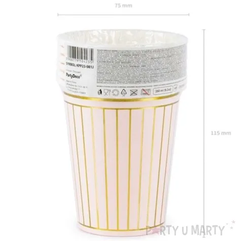 kubeczki papierowe paski partydeco 260 ml 6 szt