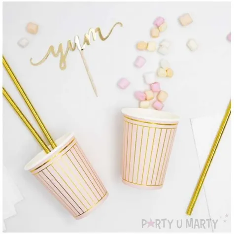 kubeczki papierowe paski partydeco 260 ml 6 szt