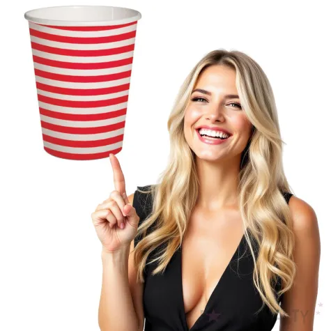 kubeczki papierowe poziome paski bialo czerwone paw 250 ml 10 szt