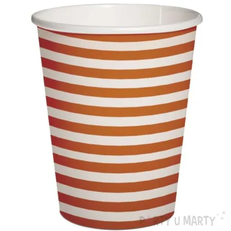 kubeczki papierowe poziome paski bialo pomaranczowe paw 250 ml 10 szt