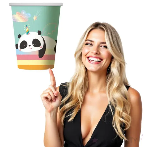 kubeczki papierowe rozmarzona panda godan 266 ml 6 szt