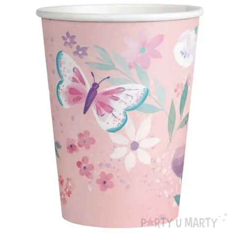 kubeczki papierowe rozowe motylki amscan 250 ml 8 szt