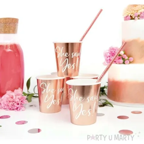 kubeczki papierowe she said yes partydeco 220 ml 6 szt