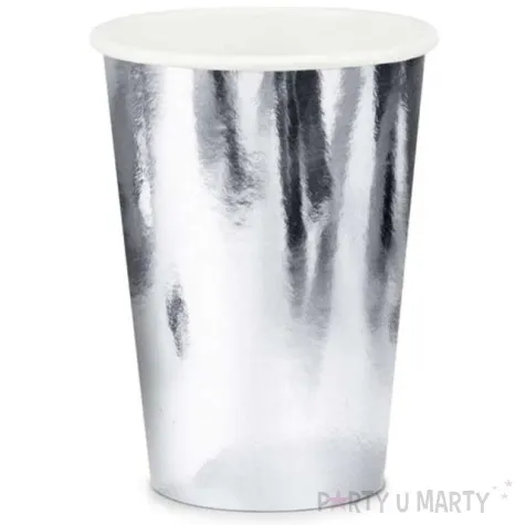 kubeczki papierowe shiny premium srebrny partydeco 220 ml 6 szt
