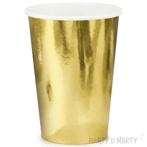 kubeczki papierowe shiny premium zloty partydeco 220 ml 6 szt