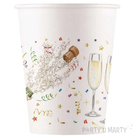kubeczki papierowe sylwestrowy szampan bialy procos 200 ml 8 szt