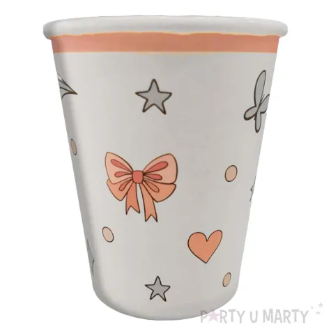kubeczki papierowe urodzinowe kokardki maki 250 ml 8 szt
