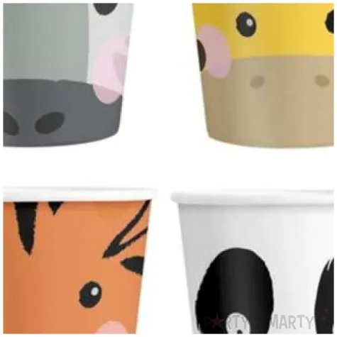 kubeczki papierowe urodzinowe safari mix partypal 220 ml 4 szt