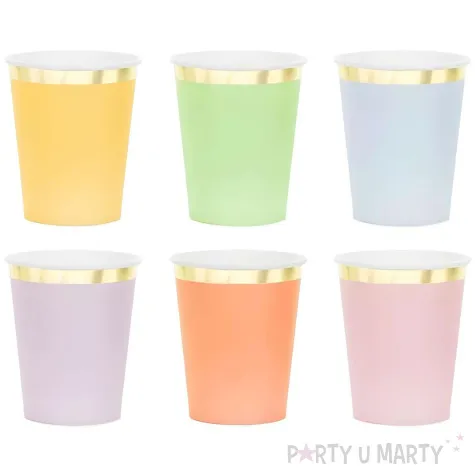 kubeczki papierowe z ote brzegi partydeco 220 ml 6 szt