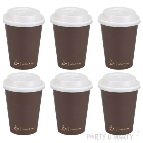 kubeczki papierowe z przykrywkami kubki jednorazowe na grilla biwak do samochodu 300 ml 6 szt