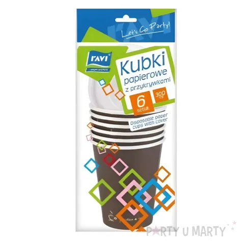 kubeczki papierowe z przykrywkami kubki jednorazowe na grilla biwak do samochodu 300 ml 6 szt