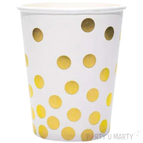 kubeczki papierowe zlote groszki biale kraszek 260 ml 6 szt