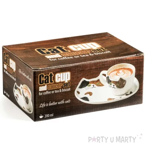 kubek filizanka kotek ze spodkiem i mieszadelkiem gadgetmaster 220 ml