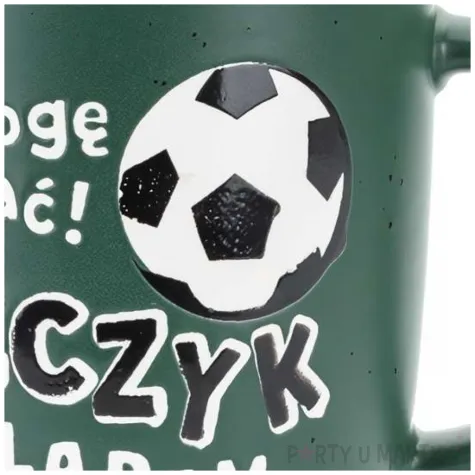 kubek pilka nozna meczyk ogladam zielony ciemny partydeco 350 ml