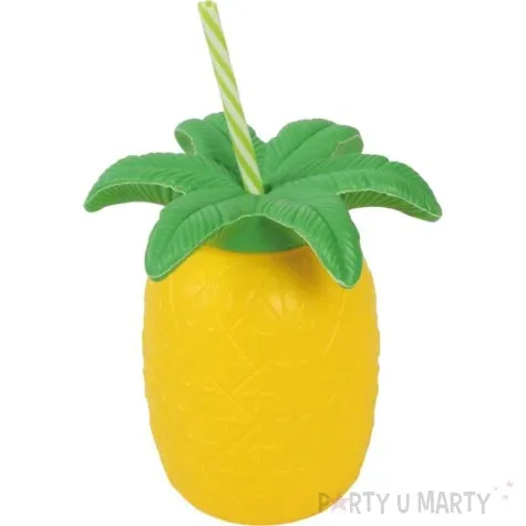 kubek plastikowy ze slomka ananas ze slomka guirca 300 ml