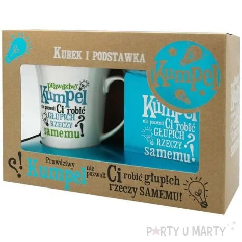 kubek prawdziwy kumpel z podstawka niebieski pan dragon 350 ml