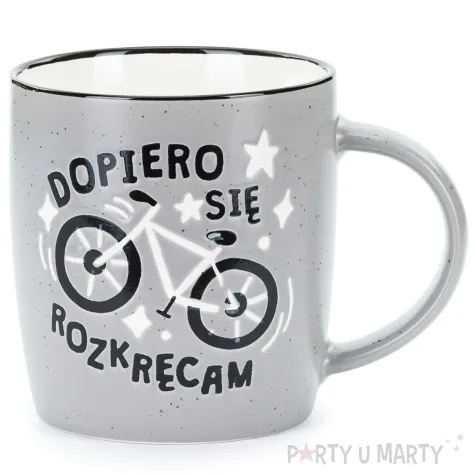 kubek rower dopiero sie rozkrecam szary partydeco 350 ml