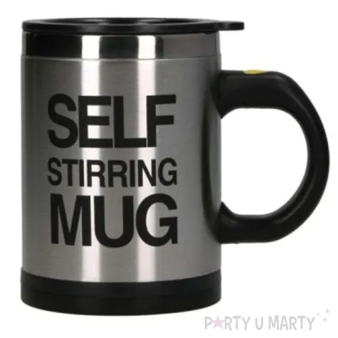 kubek samomieszajacy leniwa kawa srebrny ikonka 350 ml