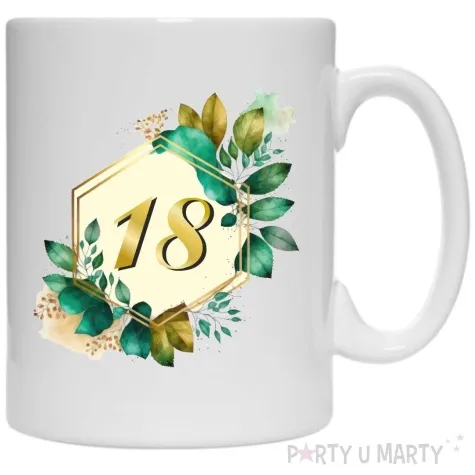 kubek szmaragdowe listki 18 urodziny 330 ml