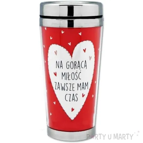 kubek termiczny na goraca milosc zawsze mam czas serce czerwony pan dragon 450 ml