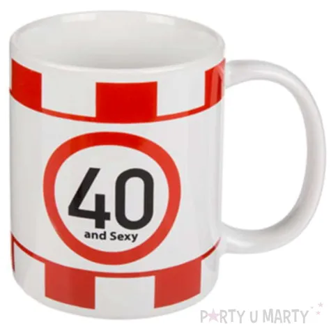 kubek urodzinowy 40 and sexy bialy kemis 300 ml
