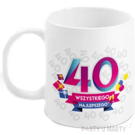 kubek z nadrukiem 40 te urodziny boss bialy bgtech 300 ml