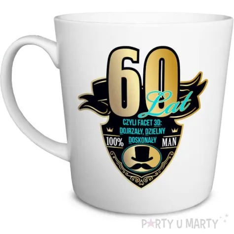 kubek z nadrukiem 60 lat czyli facet 3d dojrzaly dzielny doskonaly 100 man mix bgtech 480m