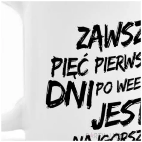 kubek z nadrukiem boss piec pierwszych dni po weekendzie bgtech 300 ml