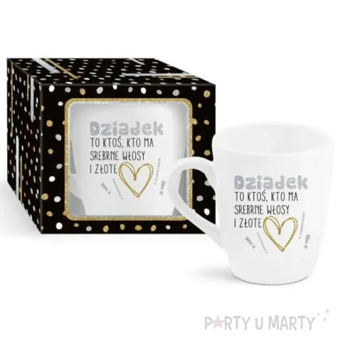 kubek z nadrukiem dziadek ma srebrne wlosy i zlote serce bgtech 300 ml
