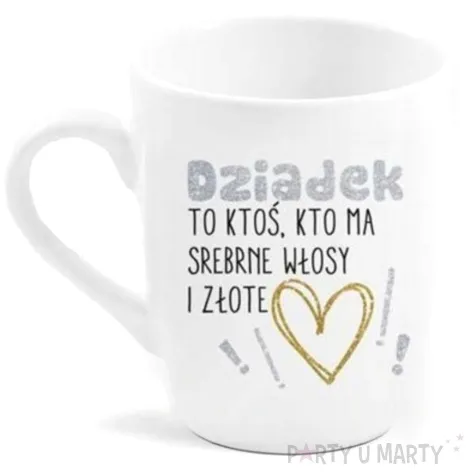 kubek z nadrukiem dziadek ma srebrne wlosy i zlote serce bgtech 300 ml