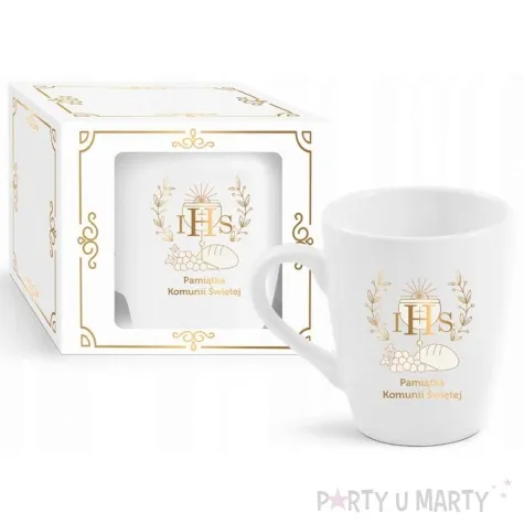 kubek z nadrukiem komunia pamiatka komunii swietej z kielichem bgtech 300 ml