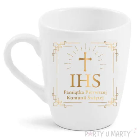 kubek z nadrukiem komunia pamiatka pierwszej komunii swietej z krzyzem ihs bgtech 300 ml