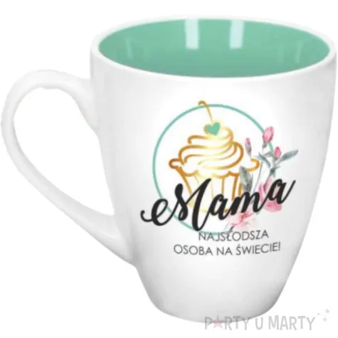 kubek z nadrukiem mama najslodsza osoba na swiecie babeczka biala bgtech 470 ml