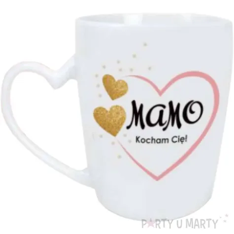 kubek z nadrukiem mamo kocham cie bialy bgtech 350 ml