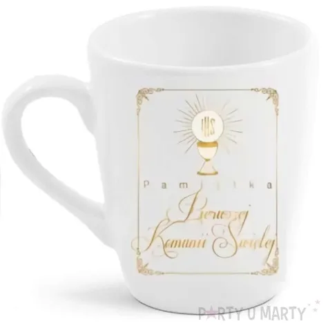 kubek z nadrukiem pamiatka pierwszej komunii swietej kielich ihs bialy bgtech 300 ml