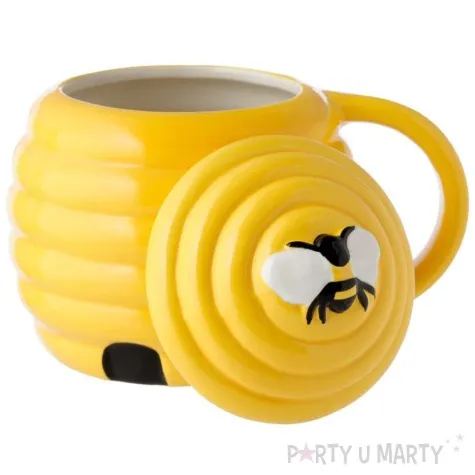 kubek z pokrywka pszczeli ul zolty puckator 450 ml