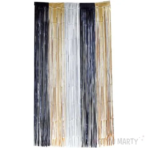 kurtyna na drzwi classic czarna srebrna zlota folat 200x100 cm