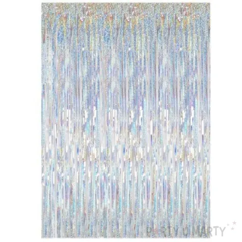 kurtyna na drzwi classic holo srebrna holograficzna partydeco 250 x 90 cm