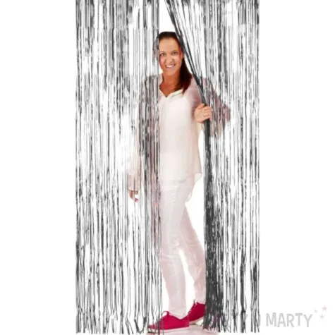 kurtyna na drzwi classic metalik srebrny folat 200 x 100 cm