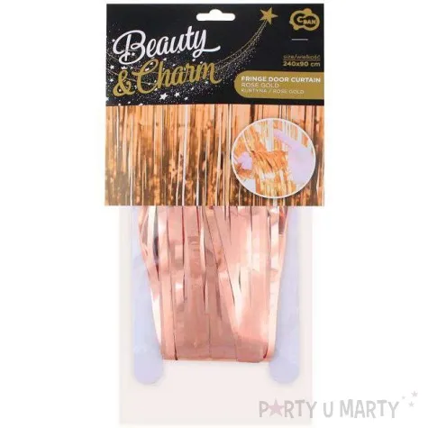 kurtyna na drzwi classic rozowe zloto godan 240 x 90 cm