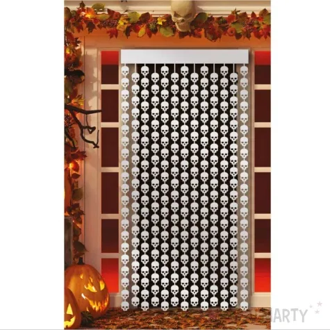 kurtyna na drzwi czaszki halloween bialy guirca 100 x 200 cm