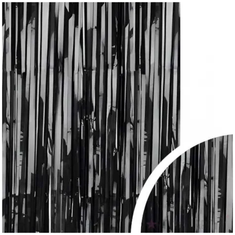 kurtyna na drzwi dekoracja na sylwestra urodziny czarny metaliczny 200 x 100 cm