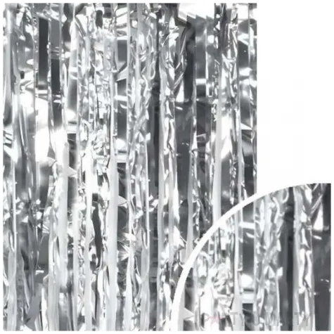 kurtyna na drzwi dekoracja na sylwestra wesele urodziny srebrny metaliczny 200 x 100 cm