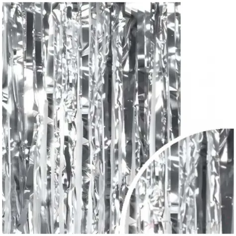 kurtyna na drzwi dekoracja na sylwestra wesele urodziny srebrny metaliczny 200 x 100 cm