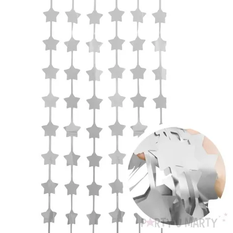 kurtyna na drzwi gwiazdki matowa srebrny godan 100 x 200 cm