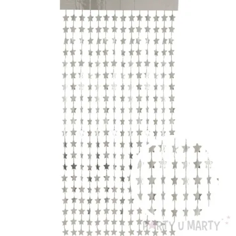 kurtyna na drzwi gwiazdki metalik srebrny folat 200 x 100 cm